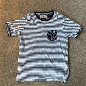 Free Planet White Floral Pocket Shirt Striped
